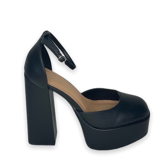 Black Platform Block High Heels - Picture 7 of 14